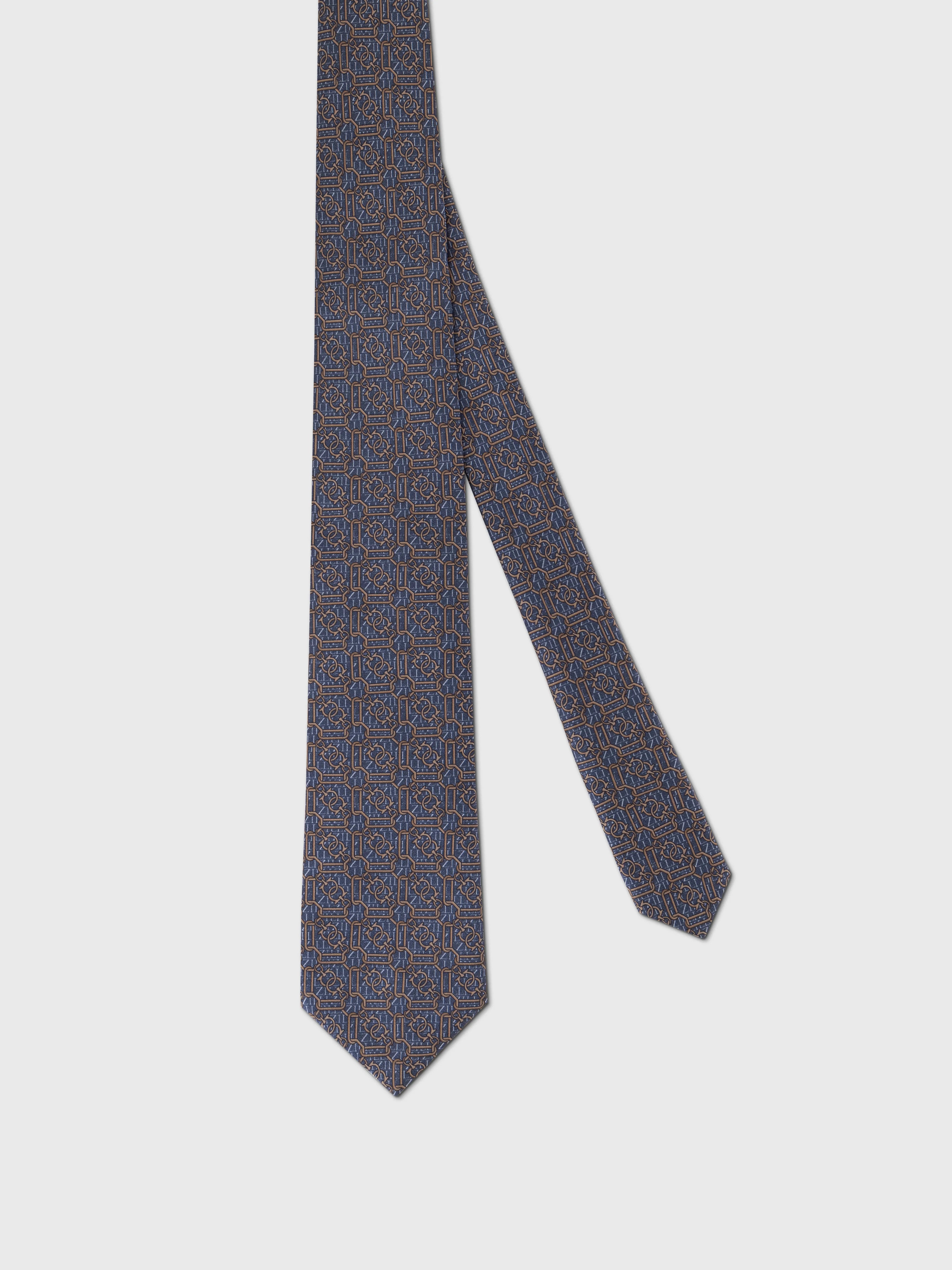 Silk Chain Link Pattern Tie - Charcoal