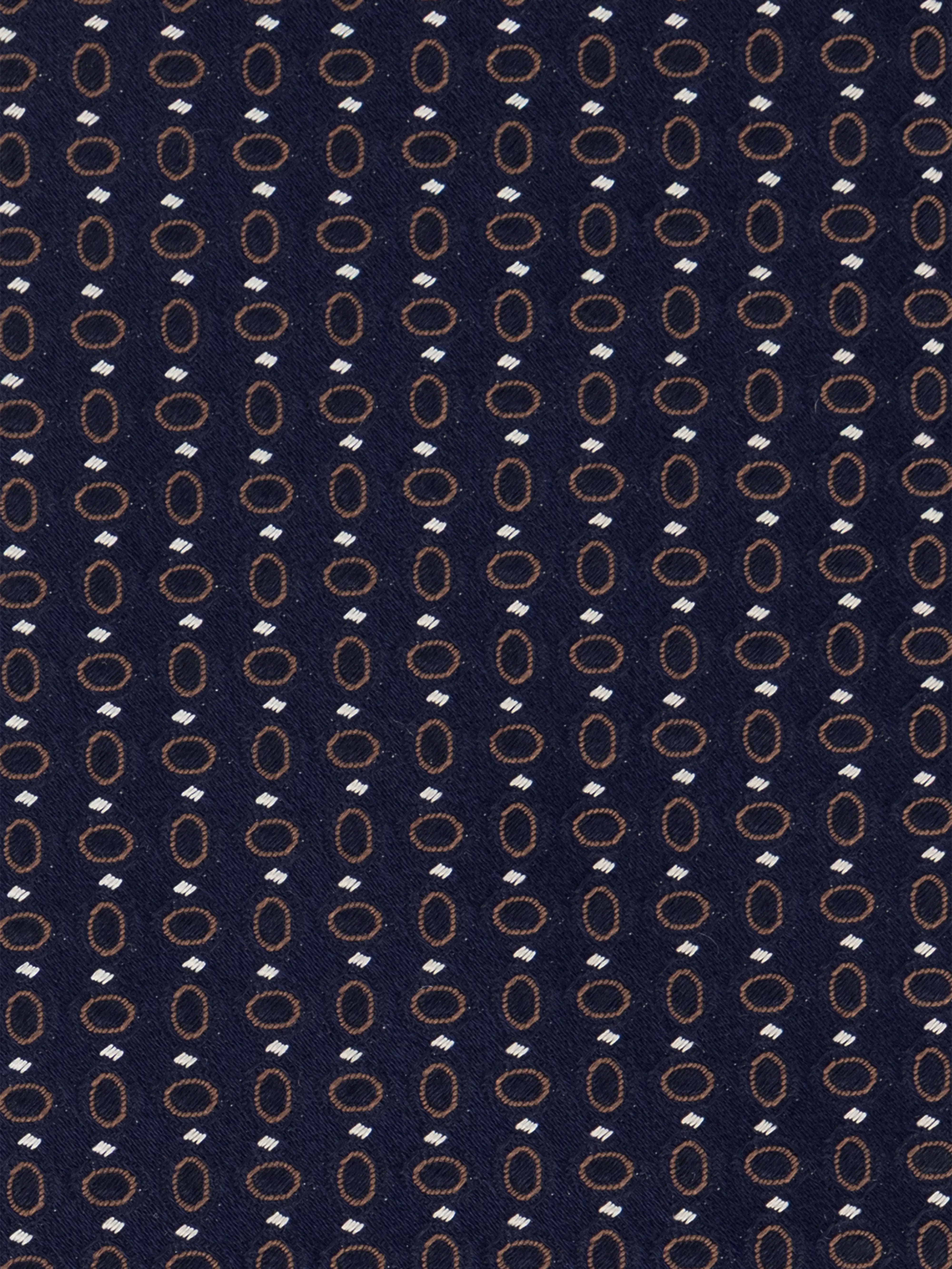 100% Silk Tie with Geometric Micro Oval - Dark Navy