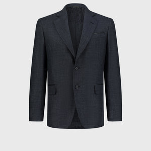 Wool Checked Blazer – Charcoal