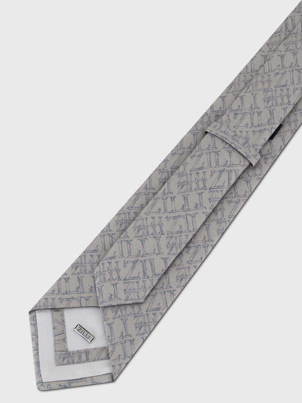 100% Silk Logo Pattern Tie - Blond Fawn