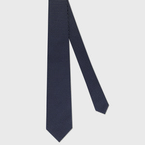 Silk Pin Dot Tie - Dark Navy