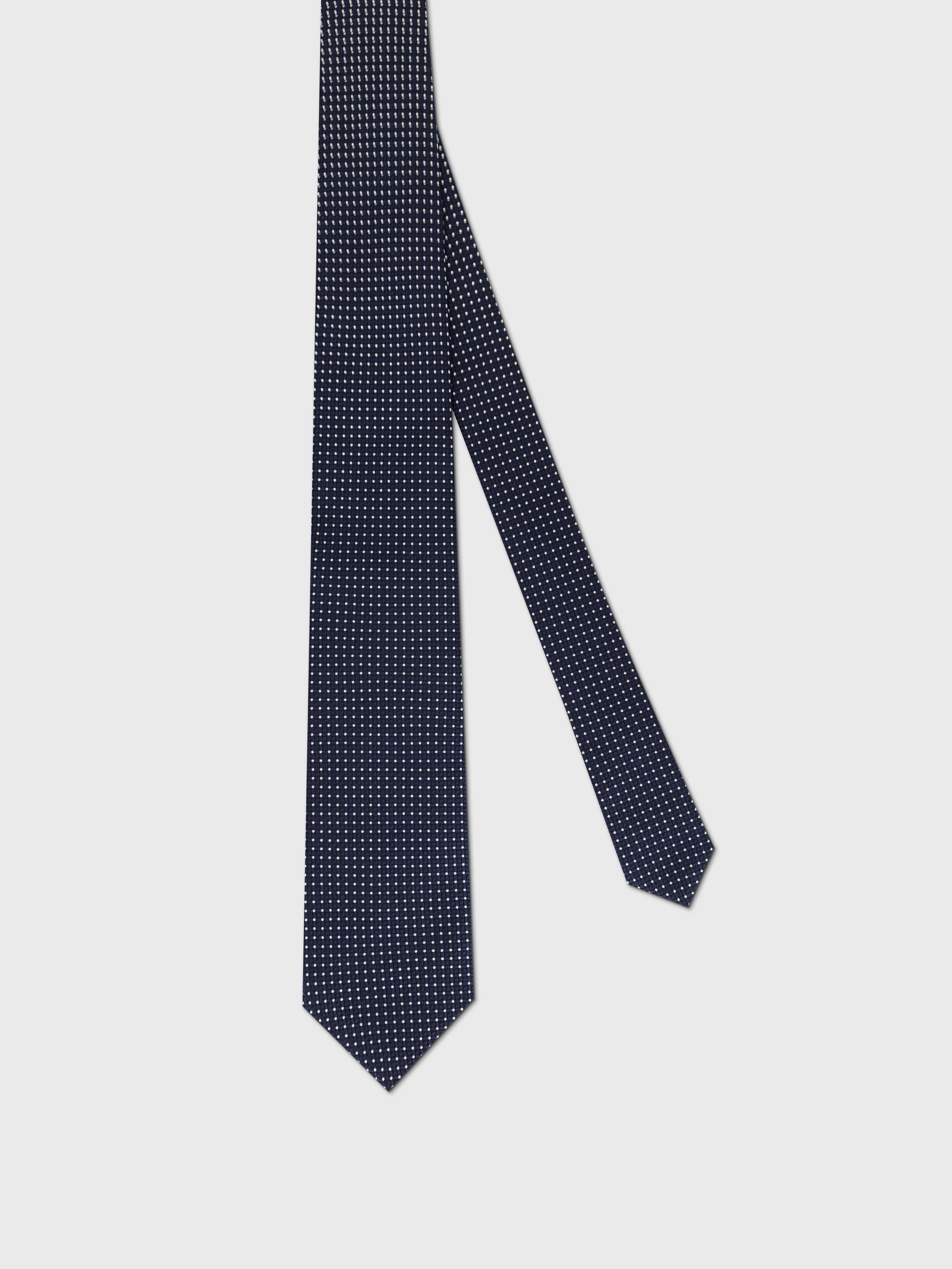 Silk Pin Dot Tie - Dark Navy