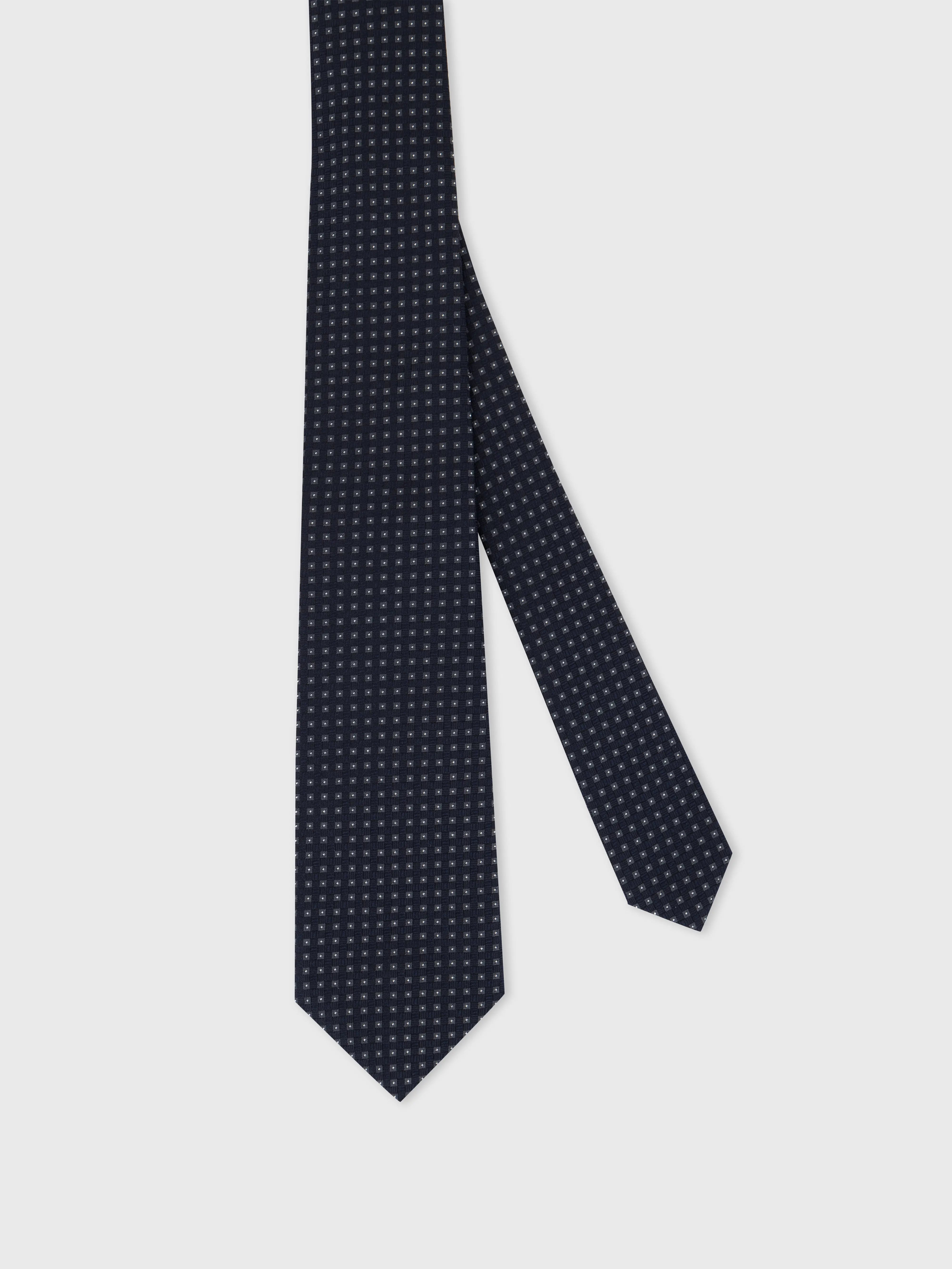 Silk Tie Micro Squares - Dark Navy