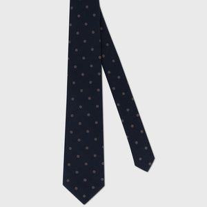 Wool-Silk Pin Dot Tie - Dark Navy