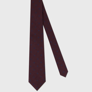 Wool-Silk Pin Dot Tie - Deep Cherry