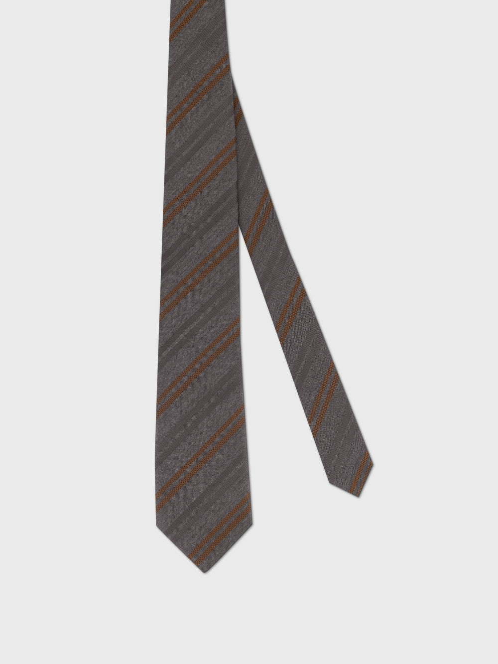 Wool-Silk Diagonal Stripe Tie - Alpaca