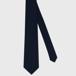 Wool-Silk Grenadine-Style Tie - Dark Navy