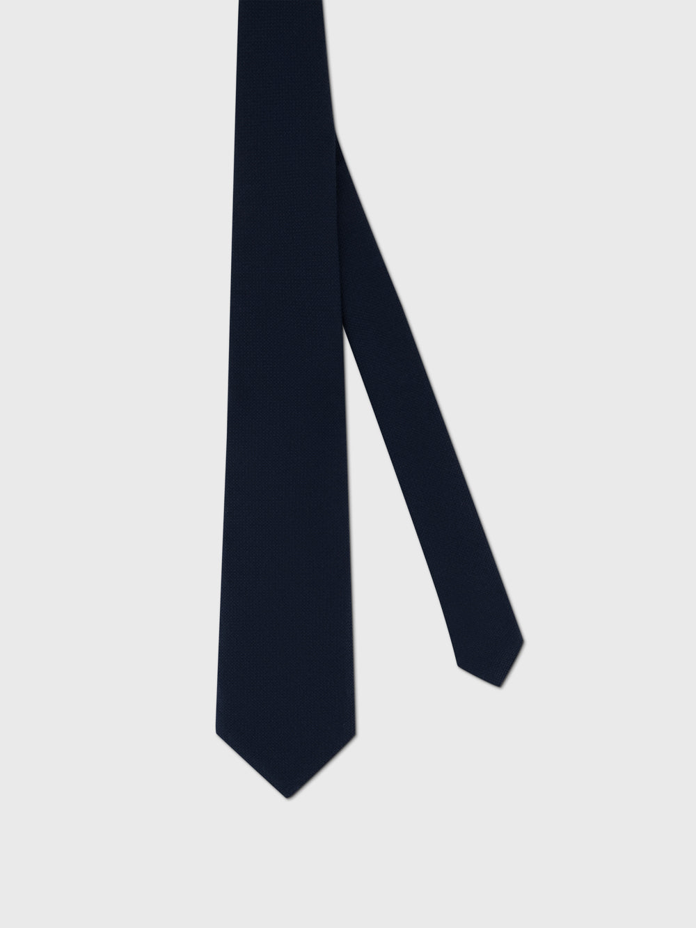 Wool-Silk Grenadine-Style Tie - Dark Navy