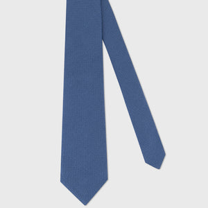 Wool-Silk Grenadine-Style Tie - Smoke Blue