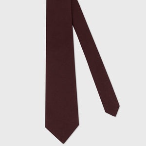 Wool-Silk Grenadine-Style Tie - Deep Cherry