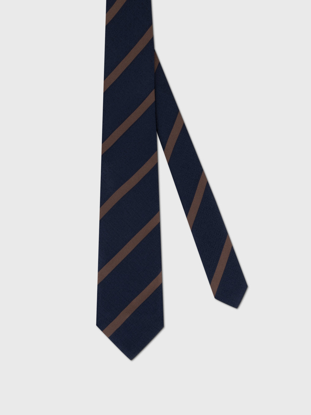 100% Silk Knitted Diagonal Stripe Tie – Dark Navy