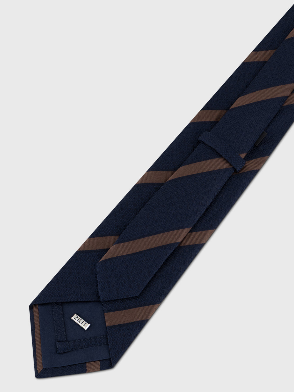 100% Silk Knitted Diagonal Stripe Tie – Dark Navy