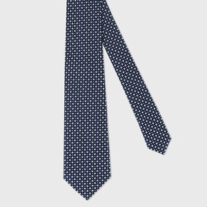 100% Silk Tie with Square and Dot Pattern - Periwinkle