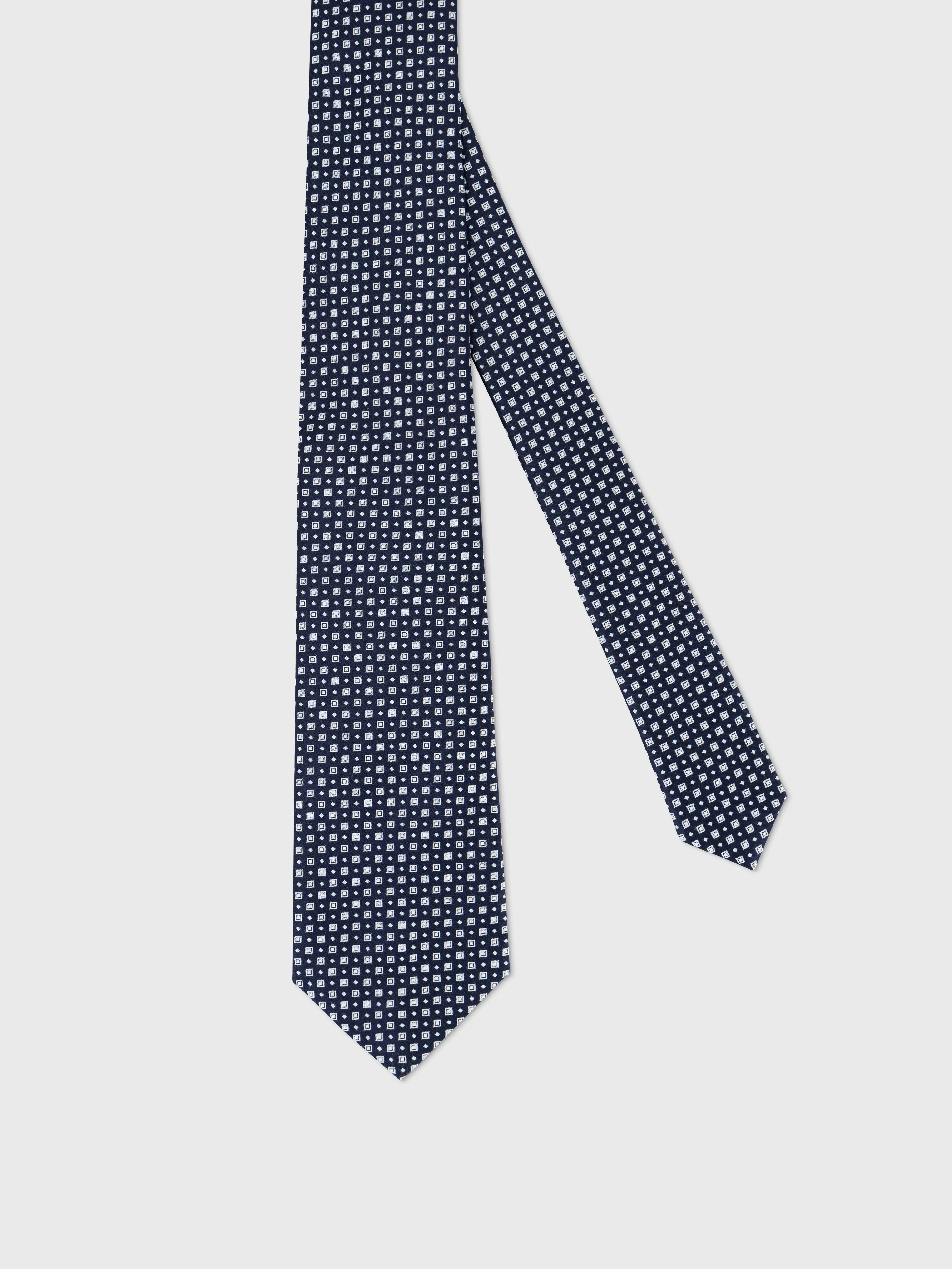100% Silk Tie with Square and Dot Pattern - Periwinkle