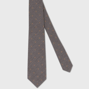 100% Silk Tie with Square and Blue Diamond Motif - Chocolate