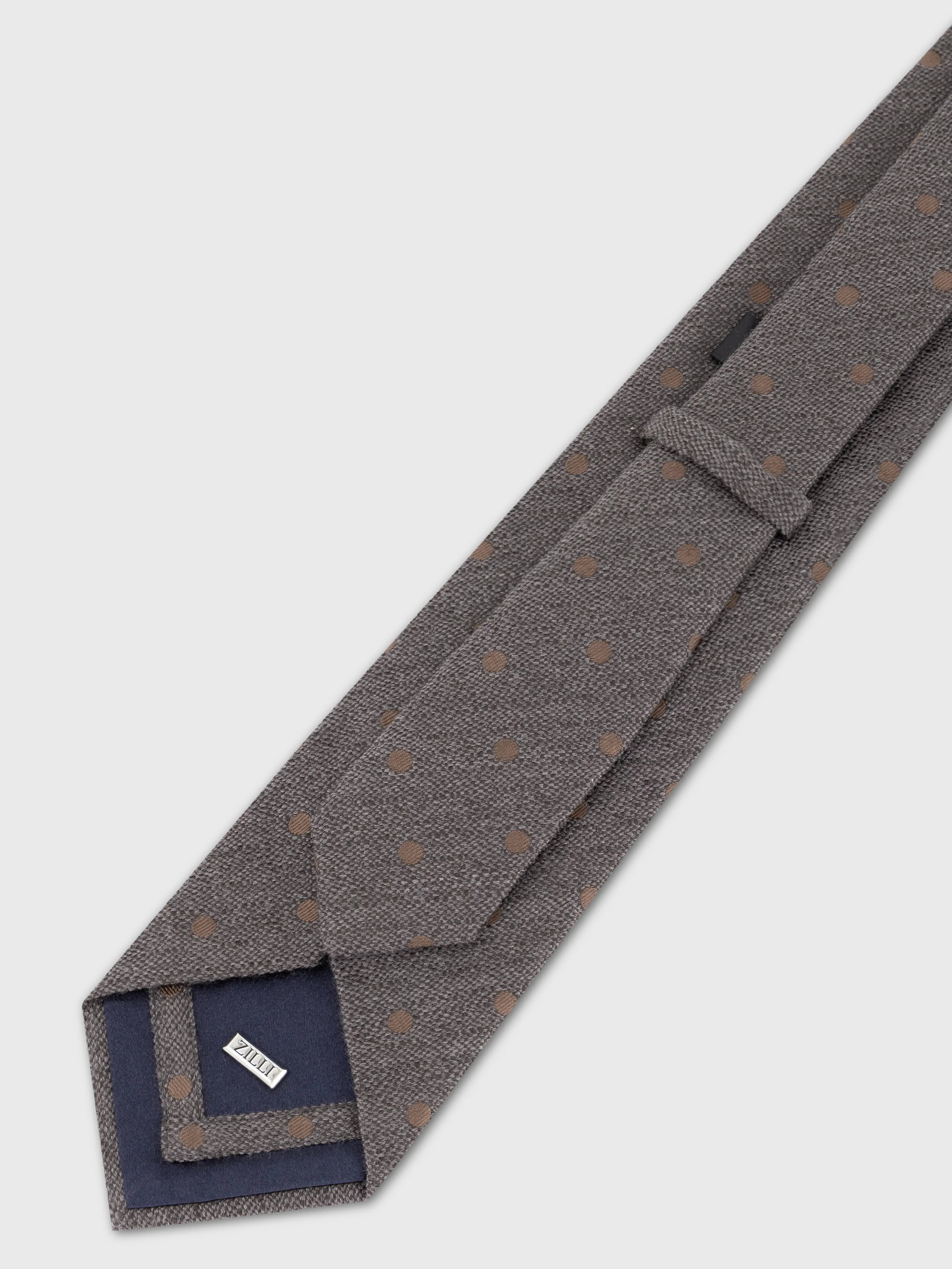 100% Silk Tie with Square and Blue Diamond Motif - Chocolate