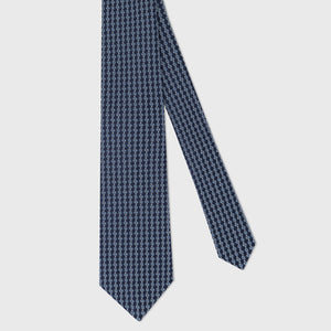 100% Silk Tie with Geometric Micro Oval - Periwinkle