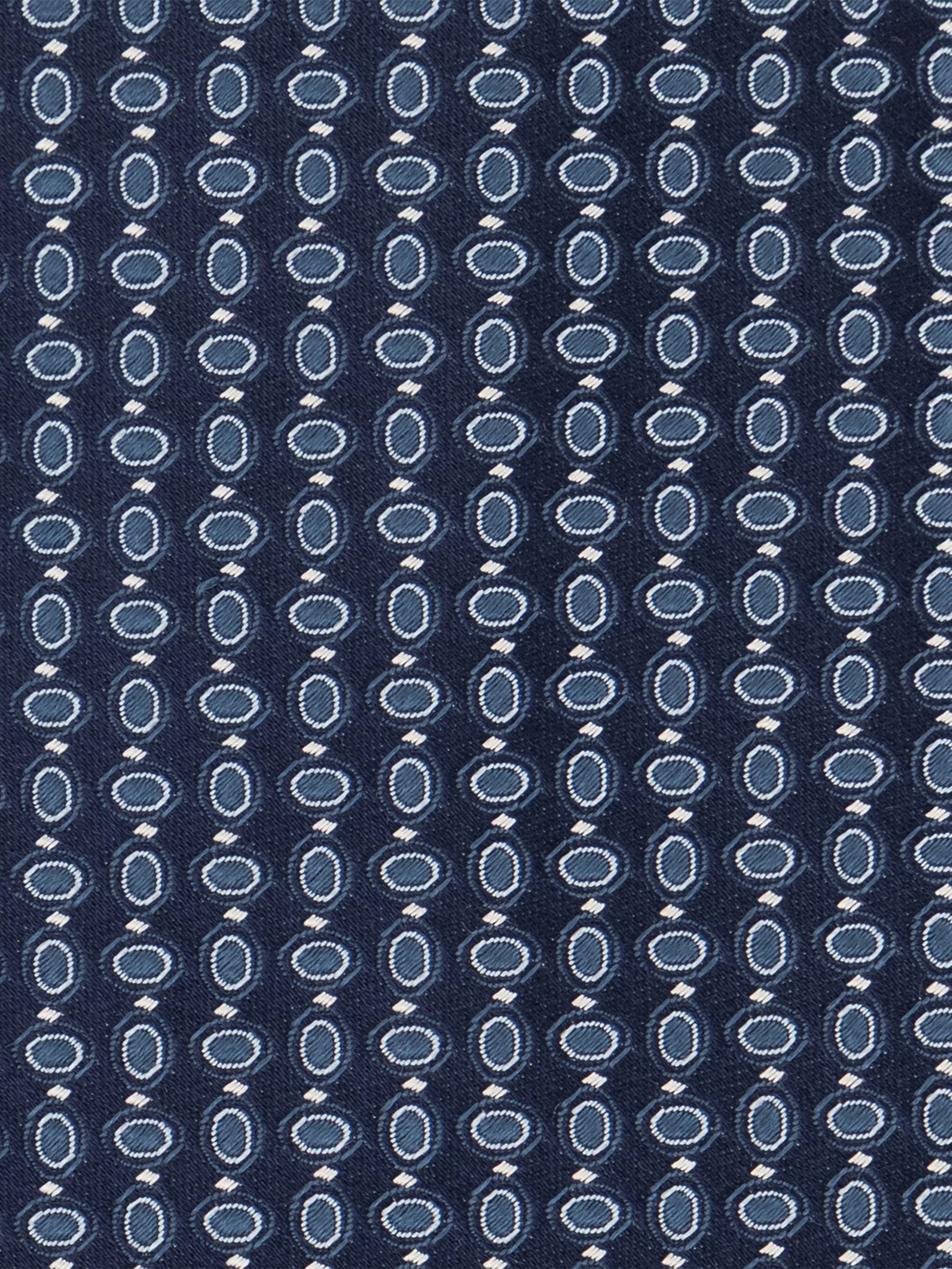 100% Silk Tie with Geometric Micro Oval - Periwinkle