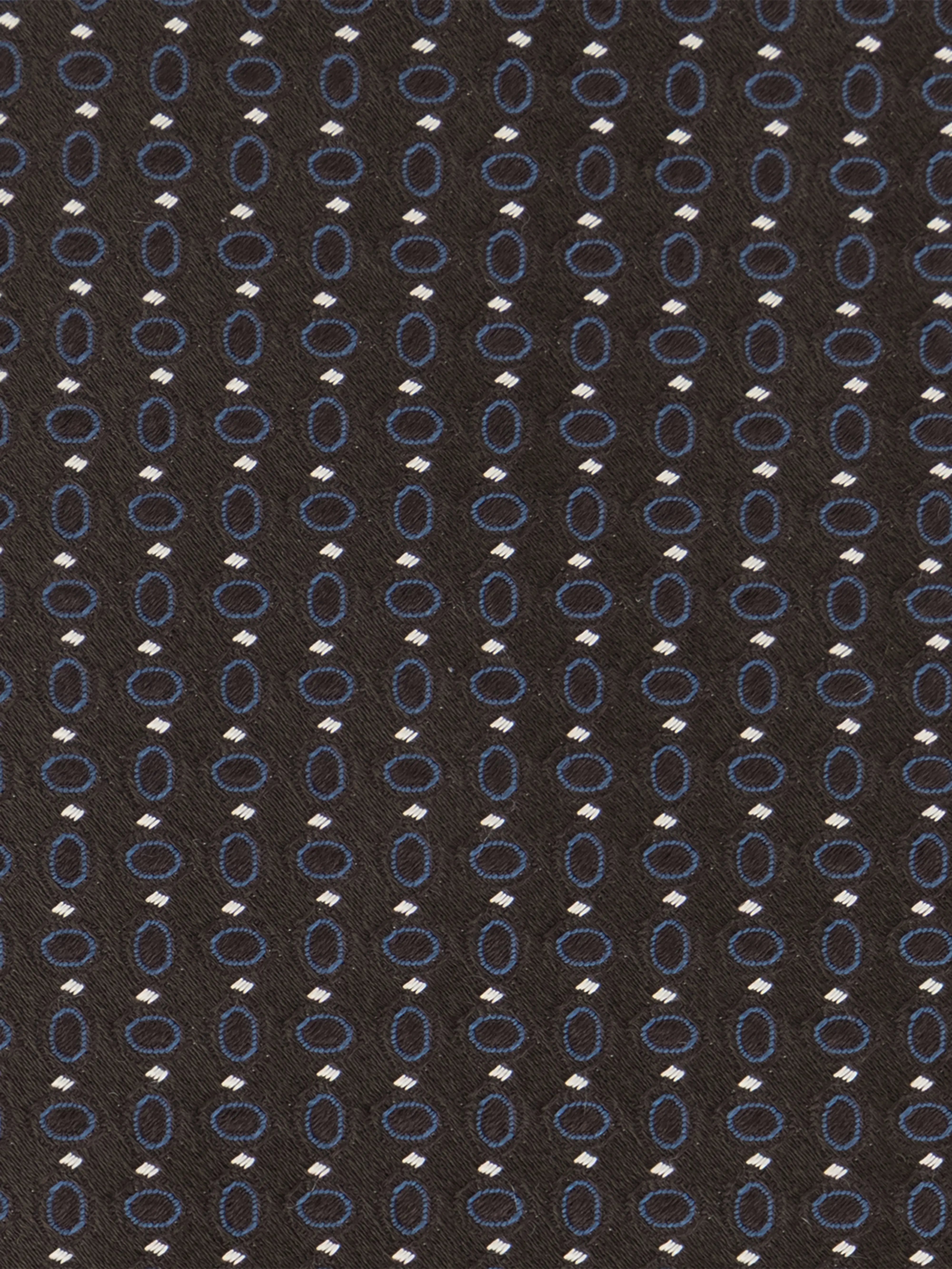 100% Silk Tie with Geometric Micro Oval - Chocolate