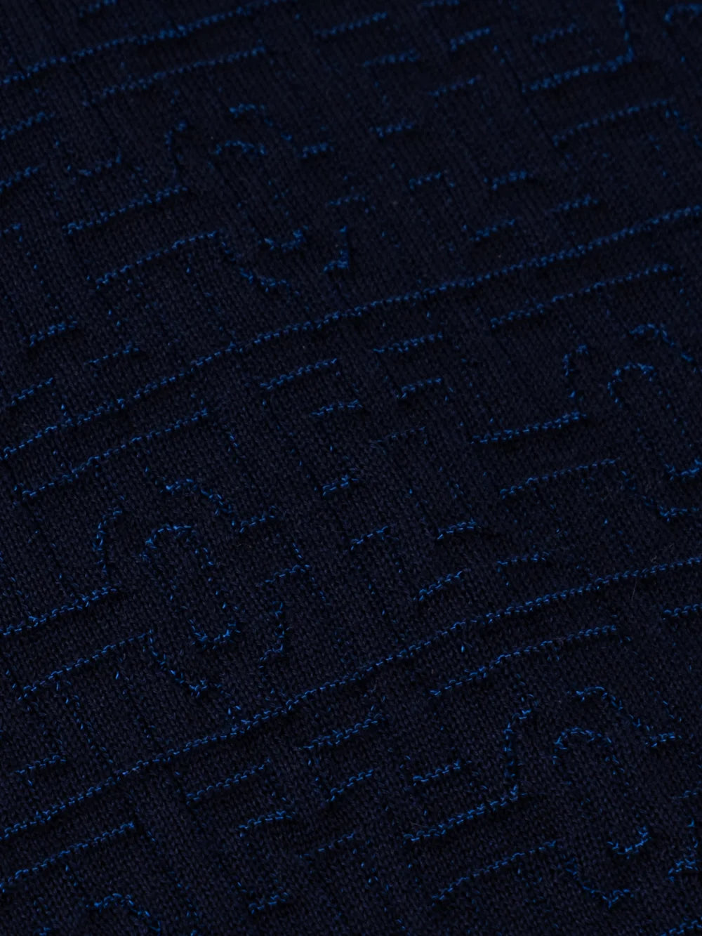 Jacquard Polo Half-Zip Knit with Crocodile Leather Trim – Dark Navy