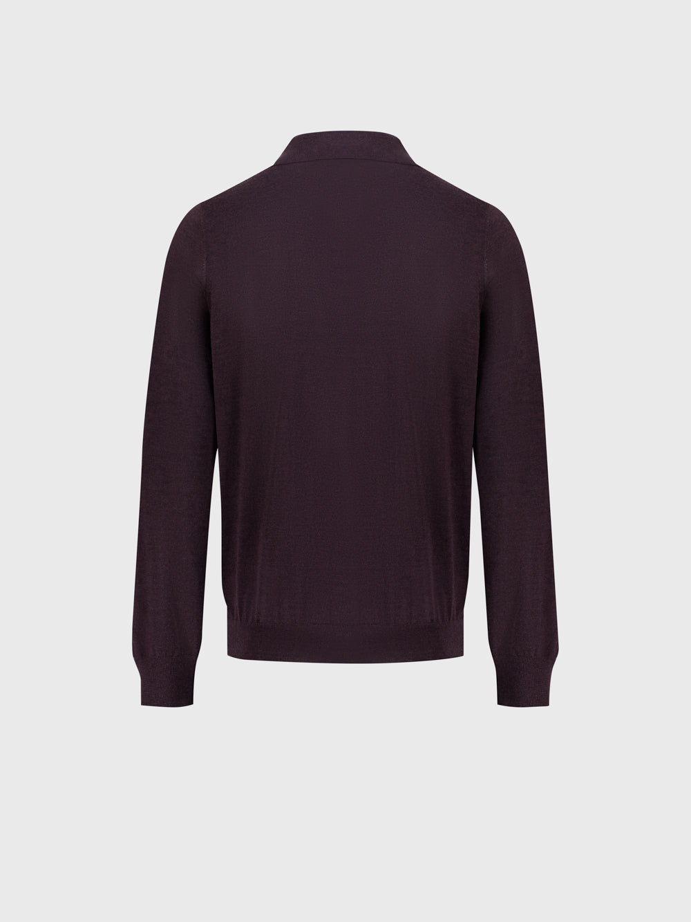 Jacquard Polo Half-Zip Knit with Crocodile Leather Trim – Deep Cherry