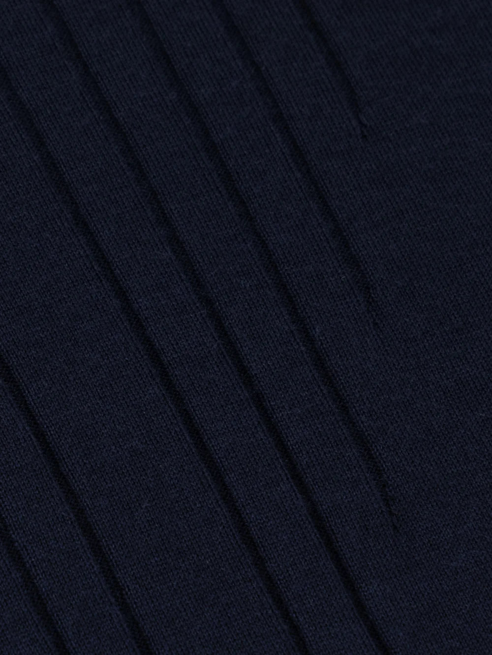 Wool-Silk Blend Half-Zip Knit with Inverted V Rib Panel – Dark Navy