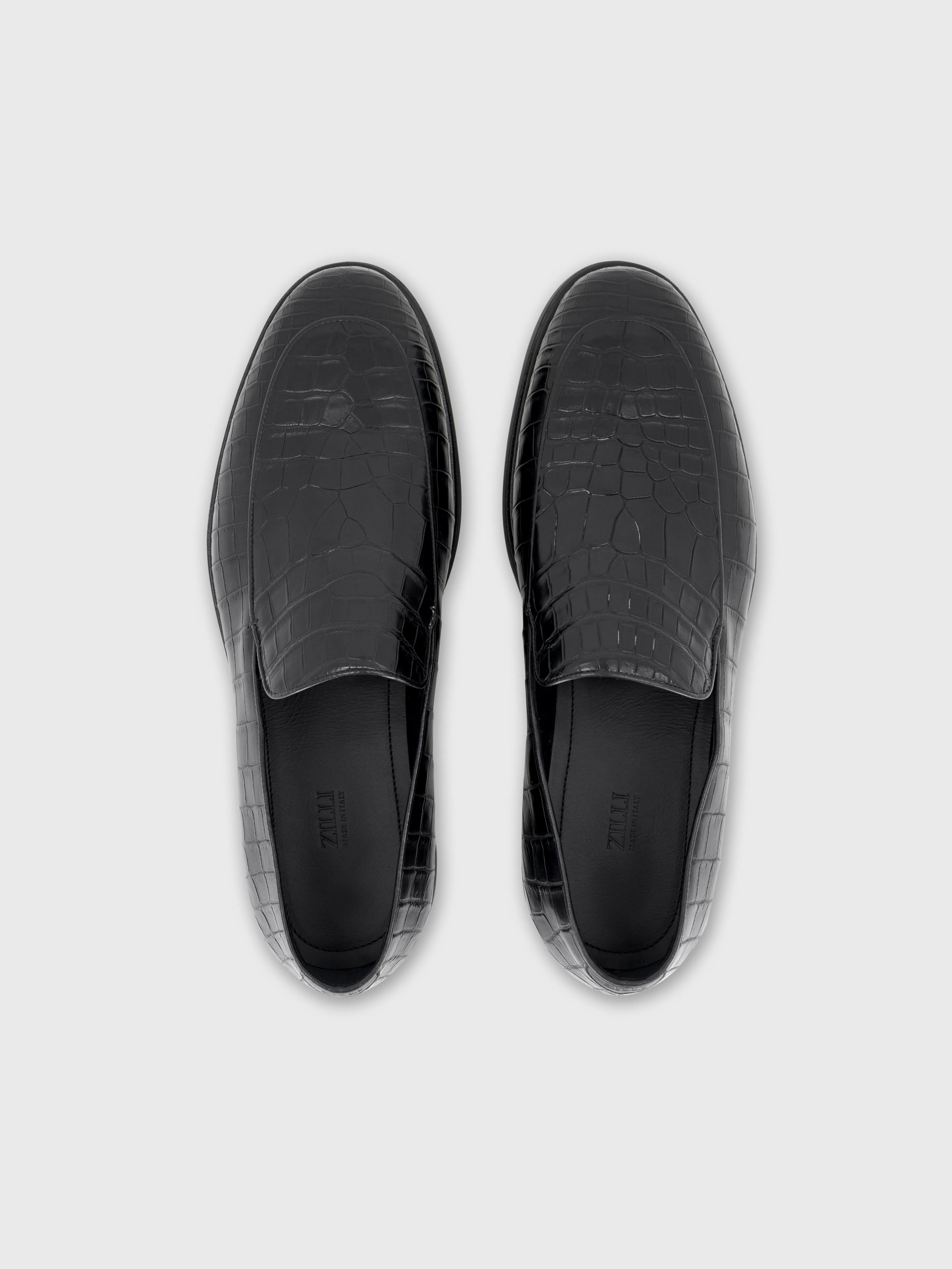 Формальные туфли из кожи крокодила - Черный