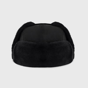 Shearling and Deerskin Trapper Hat - Black