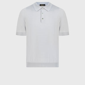 Cotton & Silk Polo with Lambskin Details