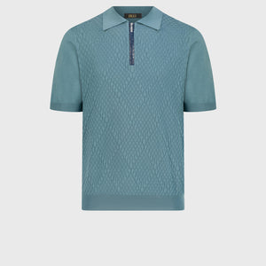 Cotton & Silk Polo with Crocodile Details