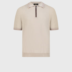 Cotton & Silk Polo with Crocodile Details