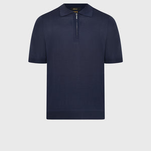 Wool Polo with Lion Cotton Piqué