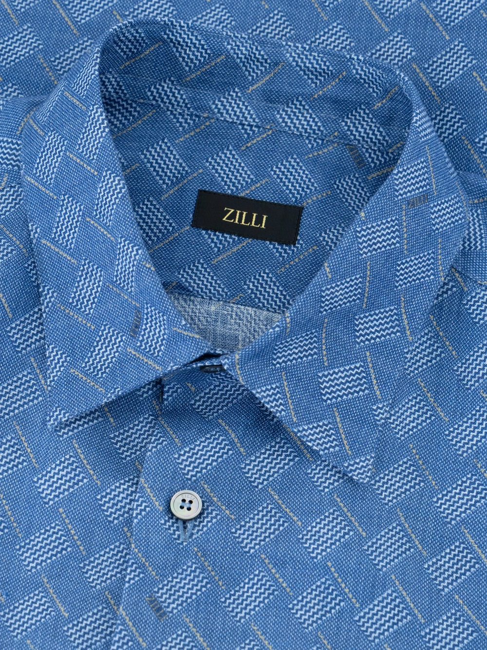 休闲亚麻衬衫 - 浅靛蓝色