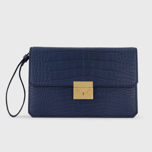Клатч из кожи аллигатора — цвет «синие джинсы»