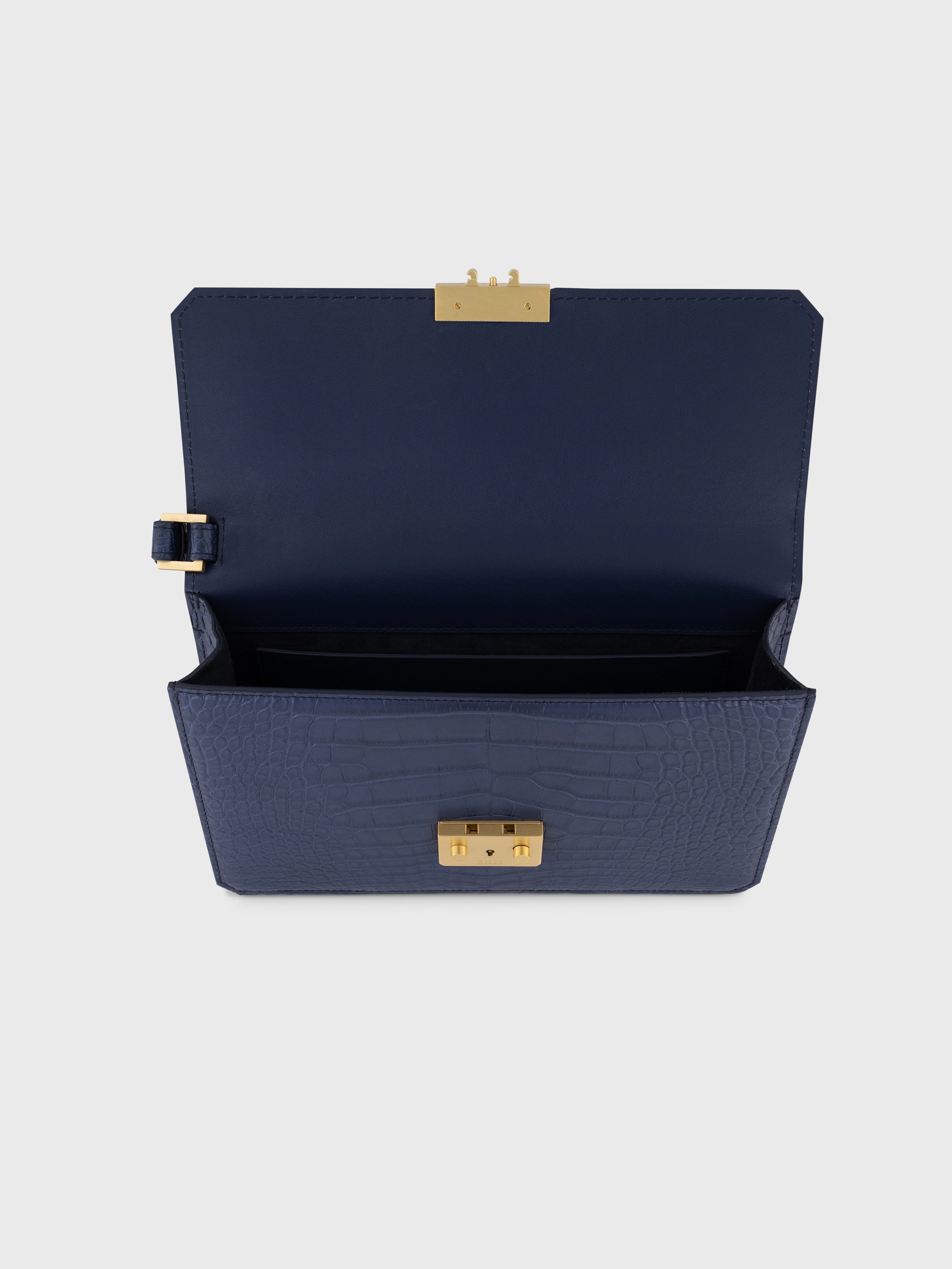 Клатч из кожи аллигатора — цвет «синие джинсы»