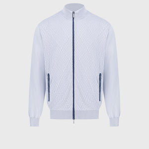 Zip-Up Cotton & Silk Sweater