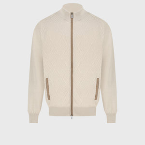 Zip-Up Cotton & Silk Sweater