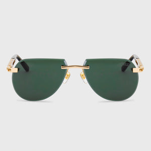 Rimless Navigator Shield Sunglasses - Gold