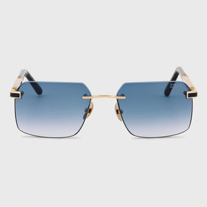 Rimless Aviator Shield Sunglasses - Gold