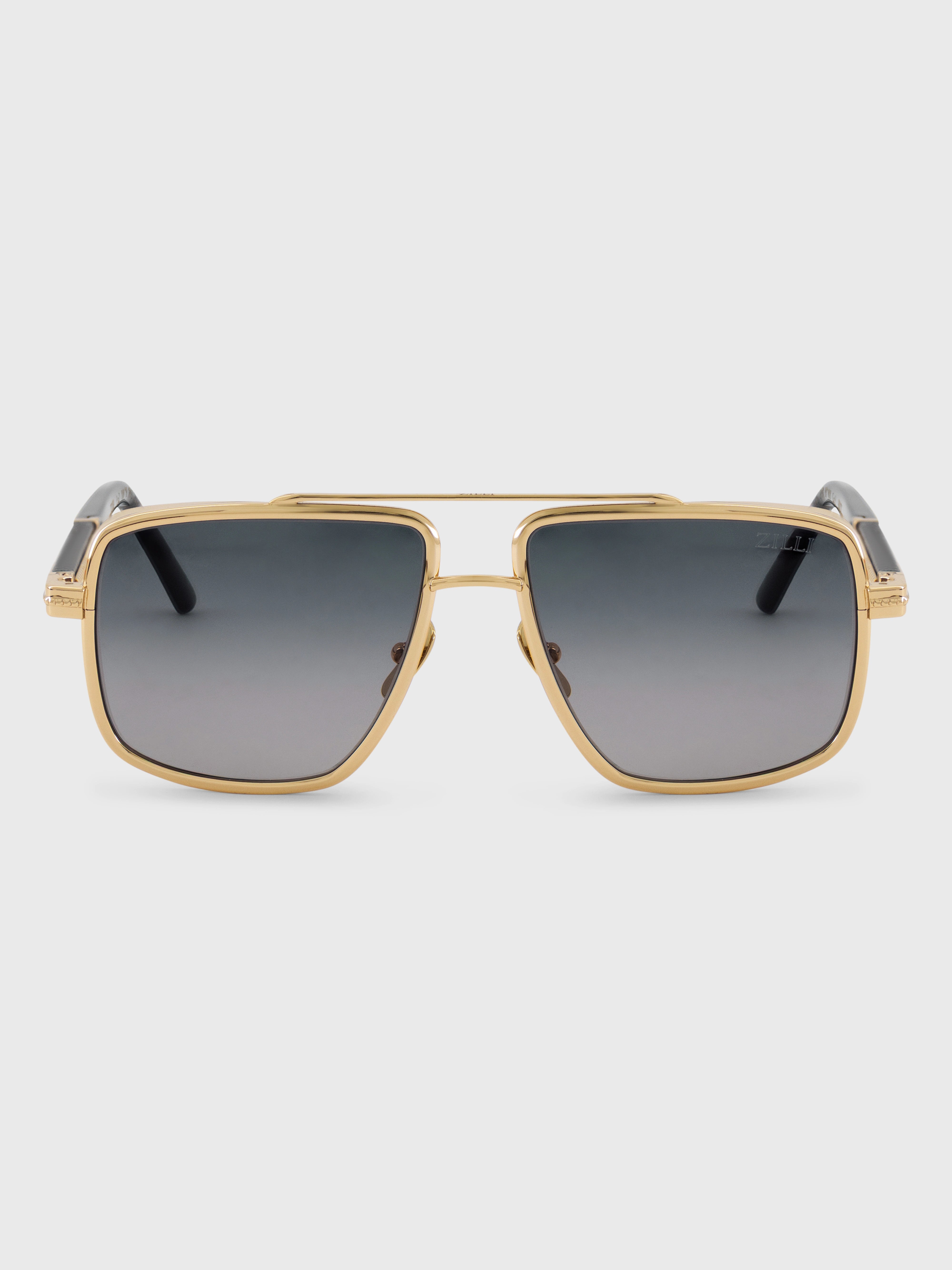Oversized Square Aviator Sunglasses - Gold display picture 1