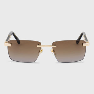 Rimless Angular Navigator Sunglasses - Warm Gold