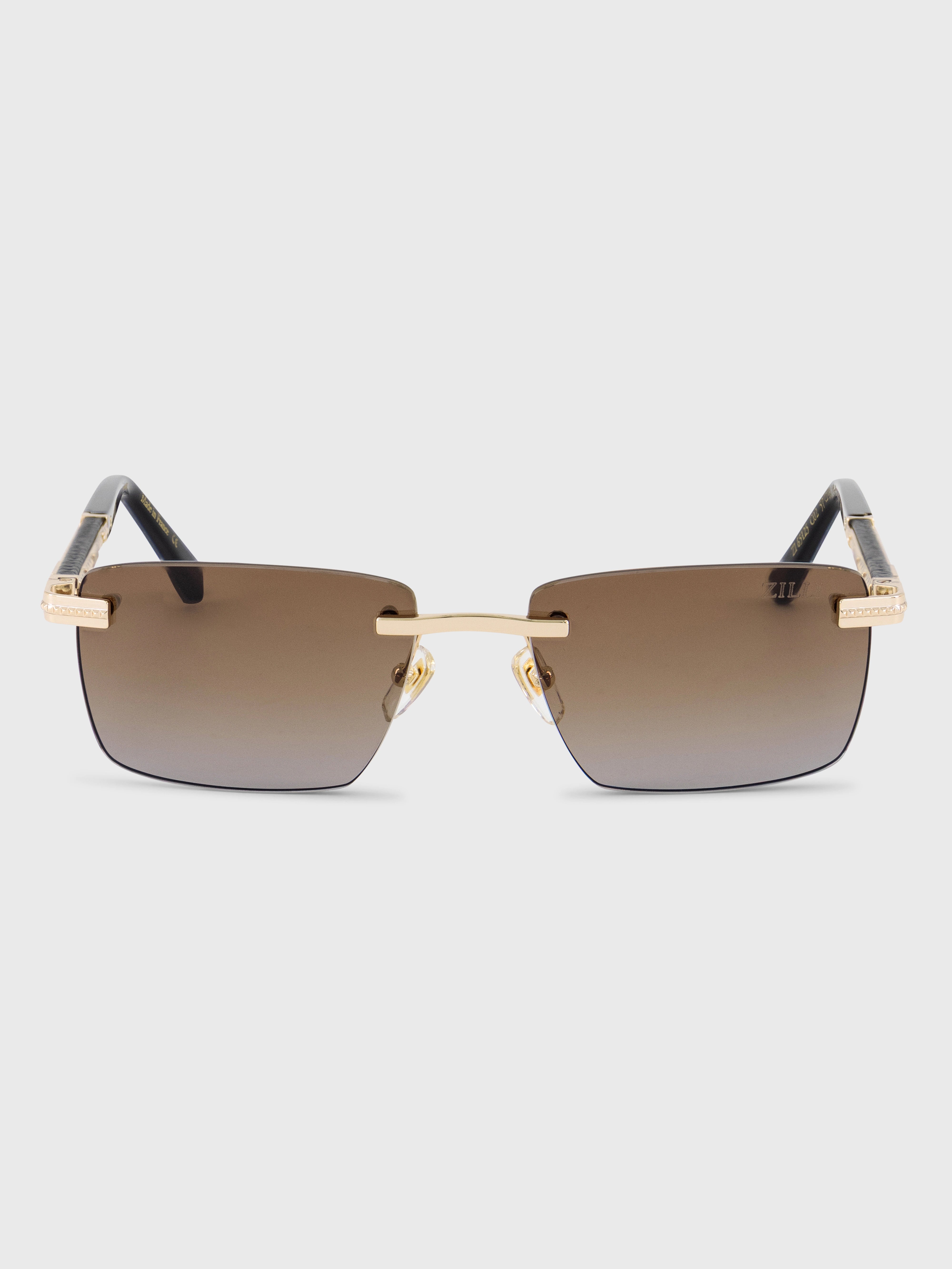 Rimless Angular Navigator Sunglasses - Warm Gold