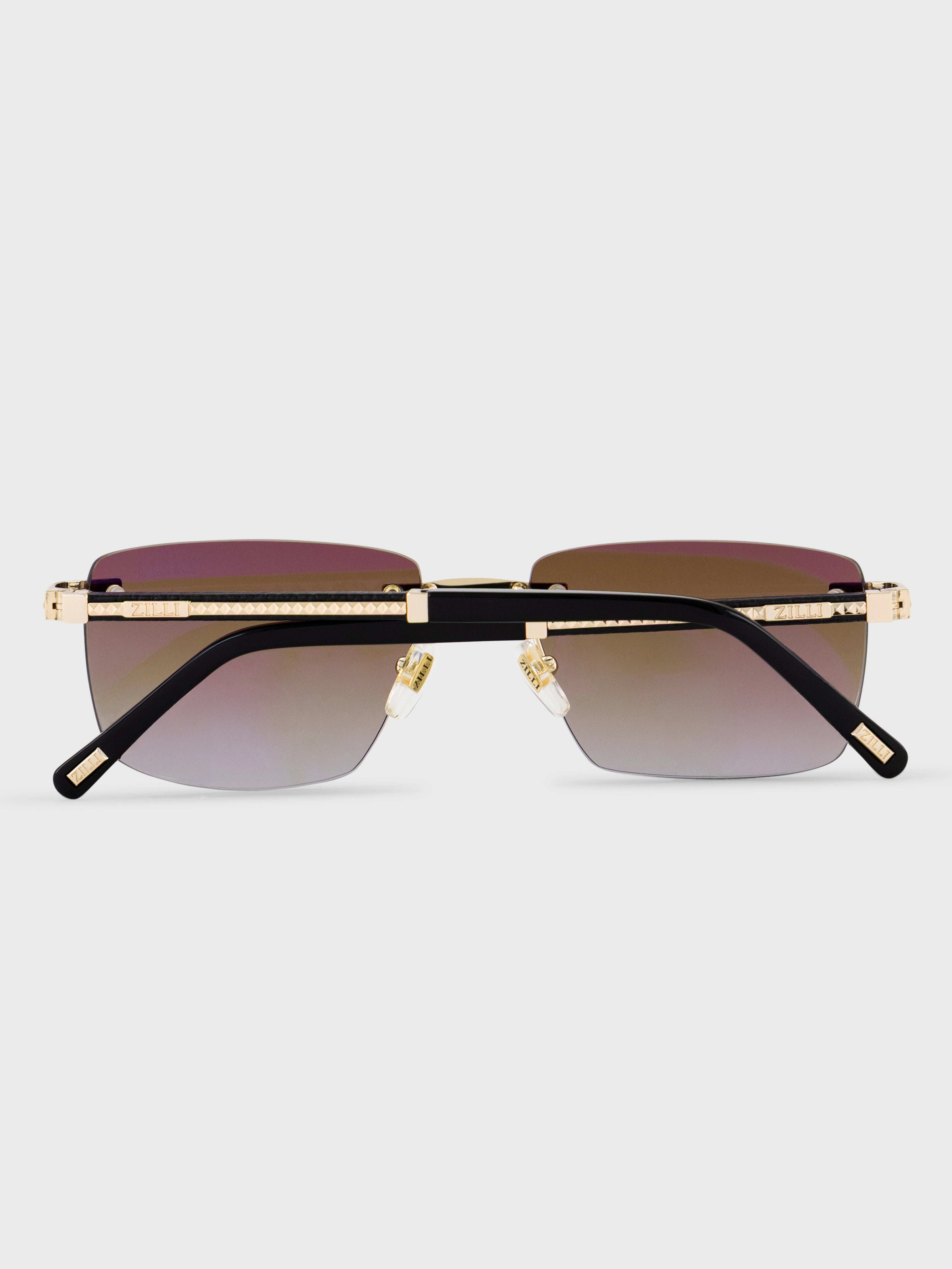 Rimless Angular Navigator Sunglasses - Warm Gold