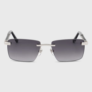 Rimless Angular Navigator Sunglasses - Silver