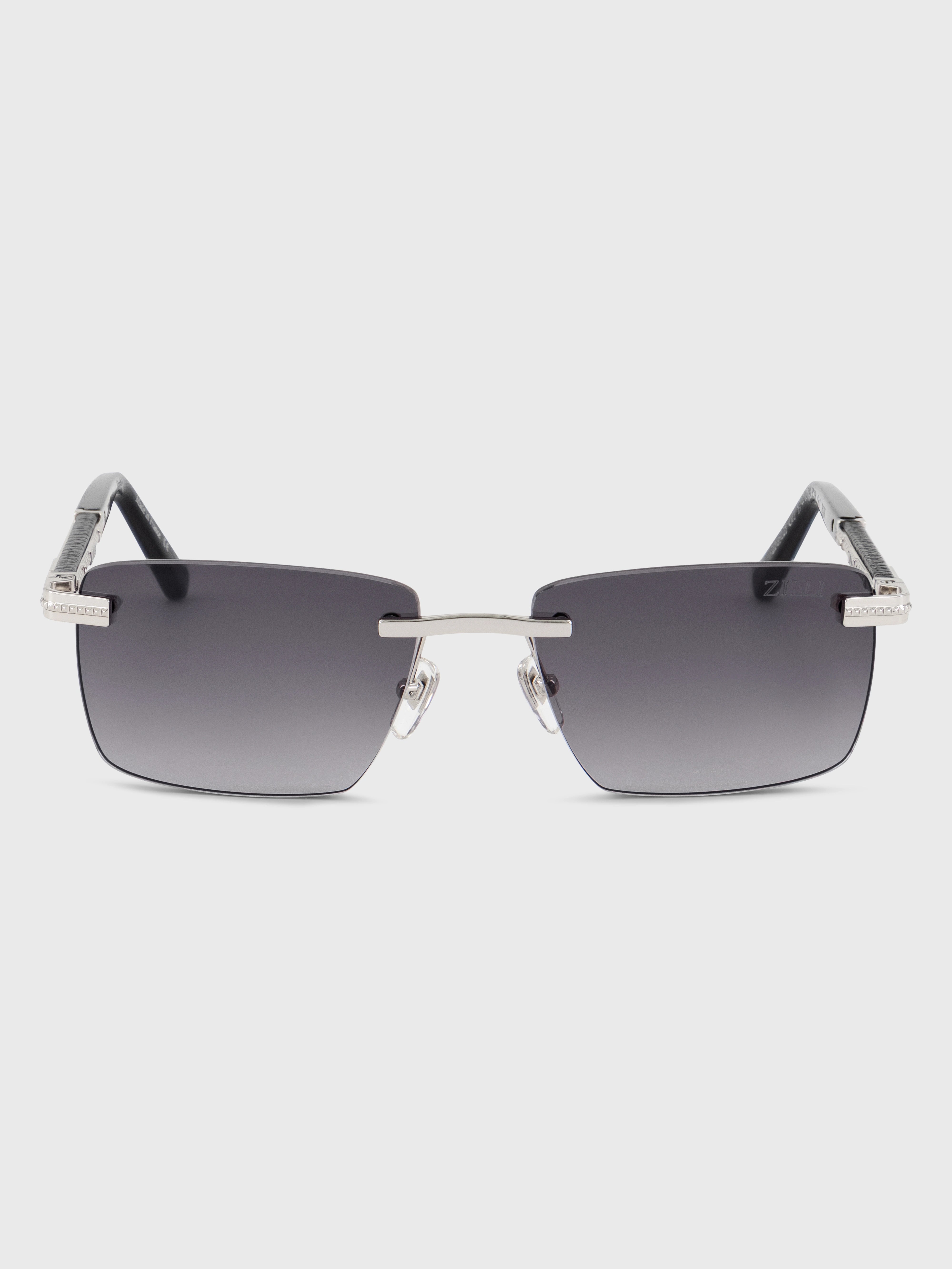 Rimless Angular Navigator Sunglasses - Silver