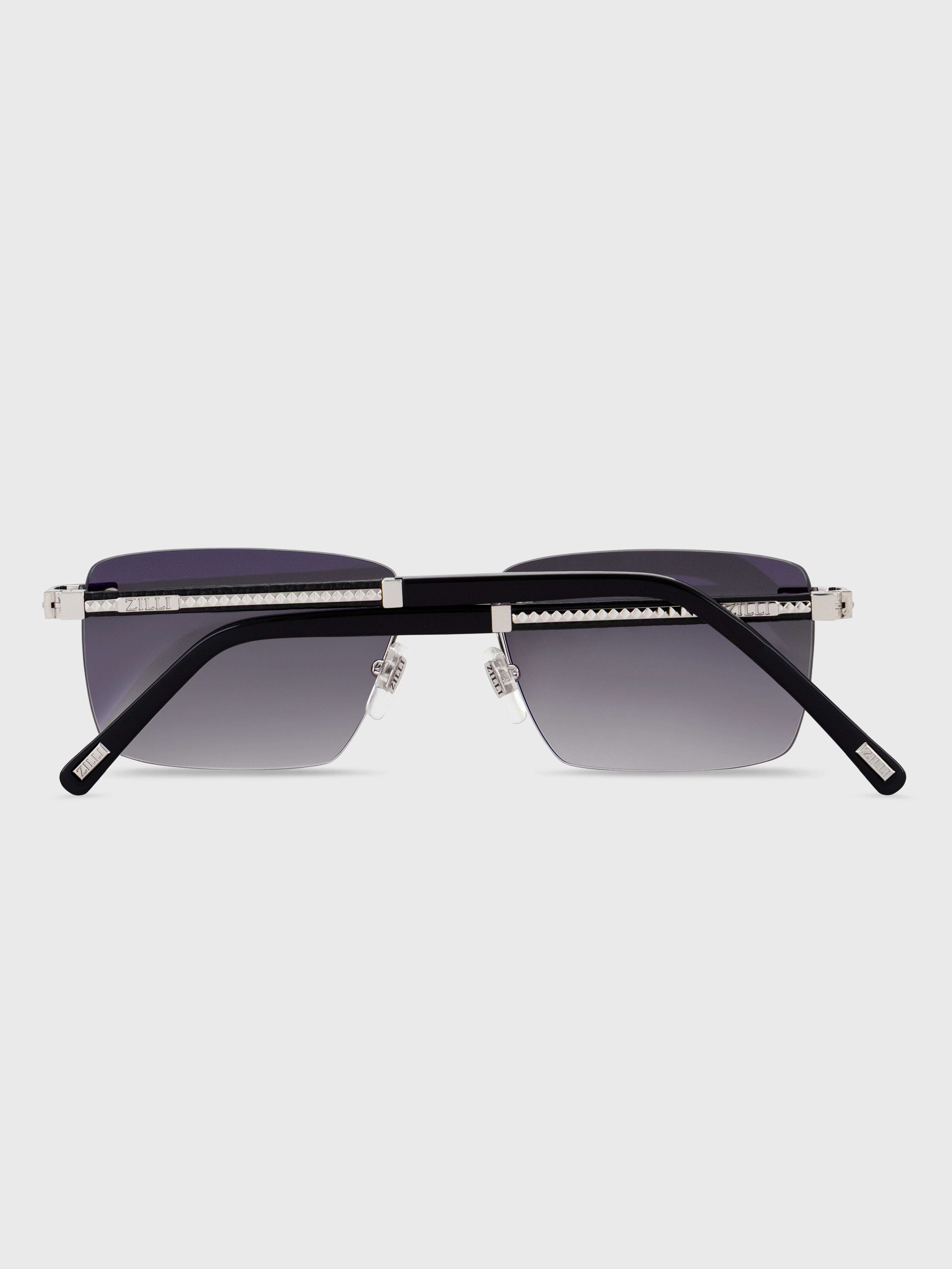 Rimless Angular Navigator Sunglasses - Silver