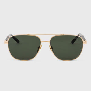 Square Aviator Sunglasses - Gold Temple