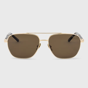 Солнцезащитные очки «Авиатор» квадратной формы — коричнево-золотой цвет