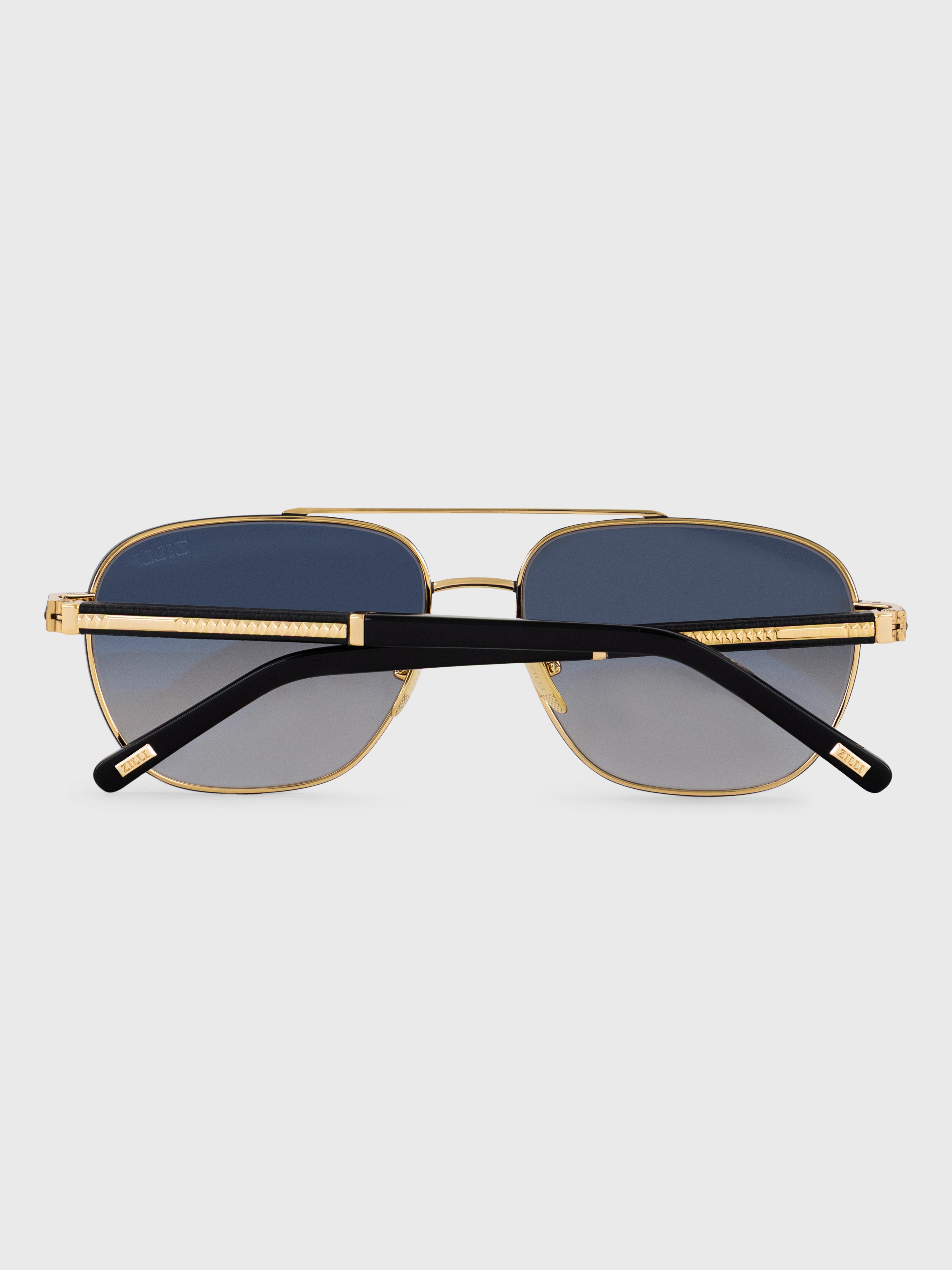 Солнцезащитные очки «Авиатор» квадратной формы — черно-золотые