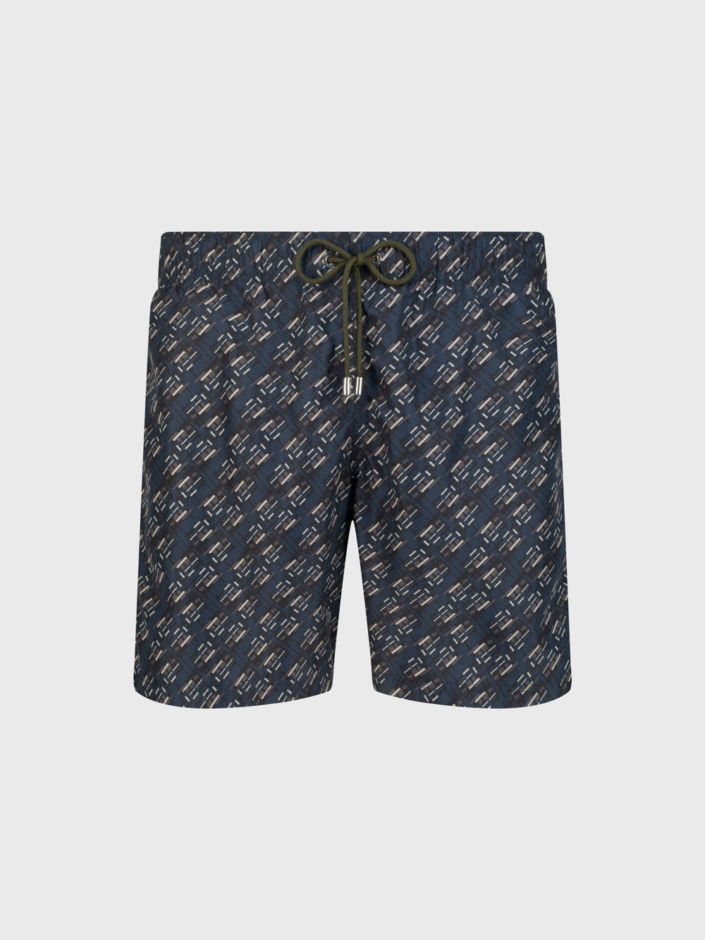 Swim Shorts with Abstract Motif - Chocolate